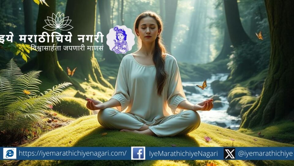 An illustration of a meditating yogi with light radiating from the heart, symbolizing Gurusmaran as an inner sacred chant.