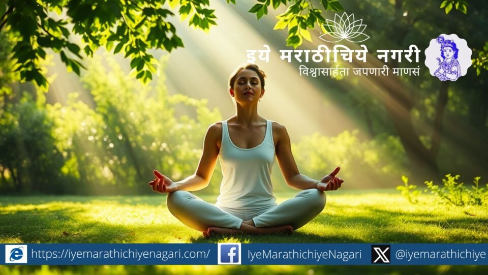 Illustration of a calm person meditating with symbolic mind and desires being dissolved