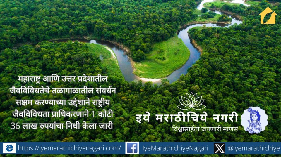 राष्ट्रीय जैवविविधता प्राधिकरणाने महाराष्ट्र आणि उत्तर प्रदेशातील तळागाळातील जैवविविधतेच्या संवर्धनासाठी १.३६ कोटी रुपयांचा निधी जारी करून स्थानिक समुदायांना प्रोत्साहन दिले आहे.