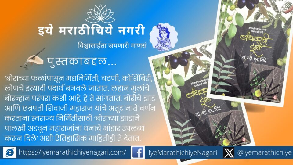 डॉ. व्ही. एन. शिंदे यांच्या ‘बांधावरची झाडे’ पुस्तकाचा सखोल आढावा. बांधावरच्या झाडांचे पर्यावरणीय, सांस्कृतिक, औषधी आणि वैज्ञानिक महत्त्व सांगणारे उत्कृष्ट पुस्तक.