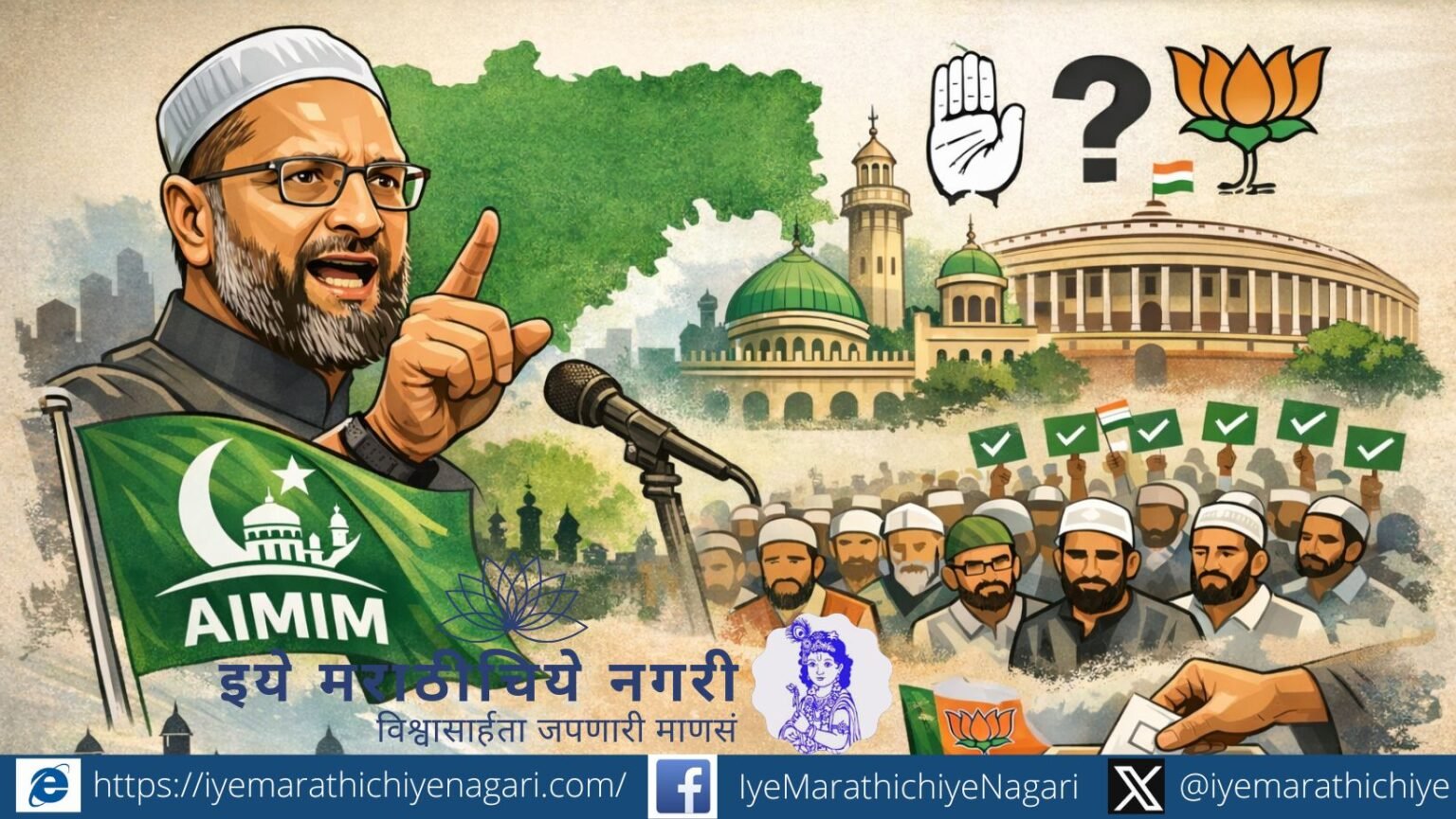 “महाराष्ट्रात एमआयएमच्या वाढत्या प्रभावाबाबत भाषण करताना अससुद्दीन ओवेसी”