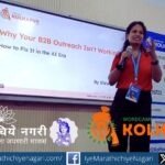 Shruti Sona explaining the 3R formula for successful B2B marketing at WordCamp Kolhapur
