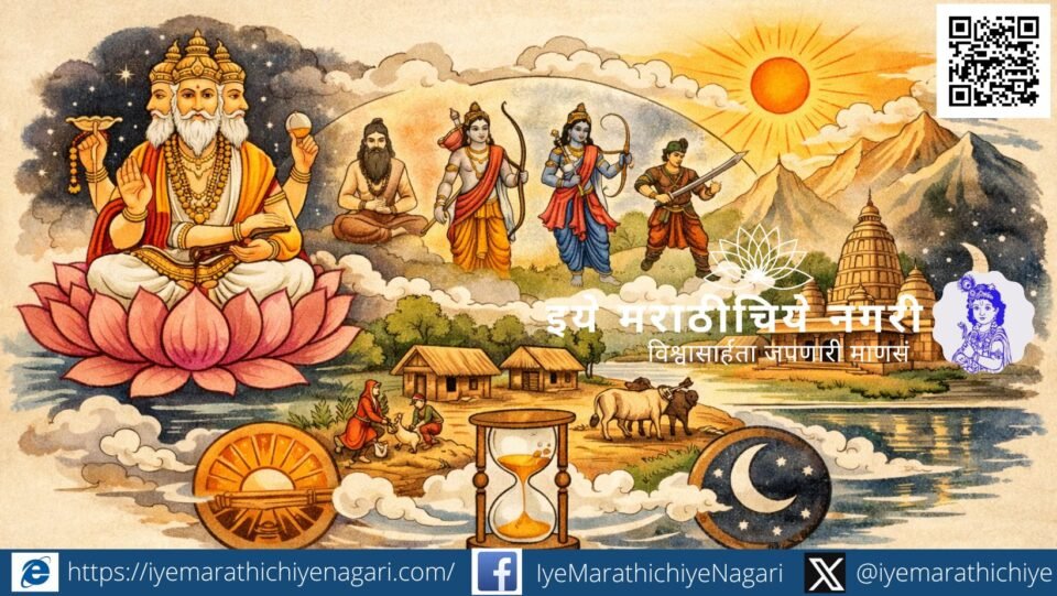 काळाच्या पलीकडे जाणाऱ्या मुक्त मनुष्याचे आध्यात्मिक प्रतीकात्मक चित्र