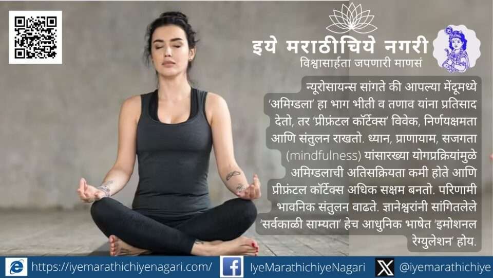 Meditative silhouette symbolizing yogayukta equanimity explained in Jnaneshwari with a neuroscience perspective