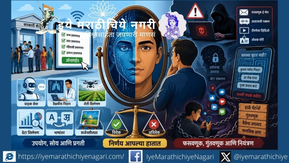 एआयमुळे वाढलेली सोय, डिजिटल फसवणूक, मानसिक नियंत्रण आणि मानवी विवेकाची गरज यांचा सखोल वेध घेणारा विचारप्रवर्तक लेख.