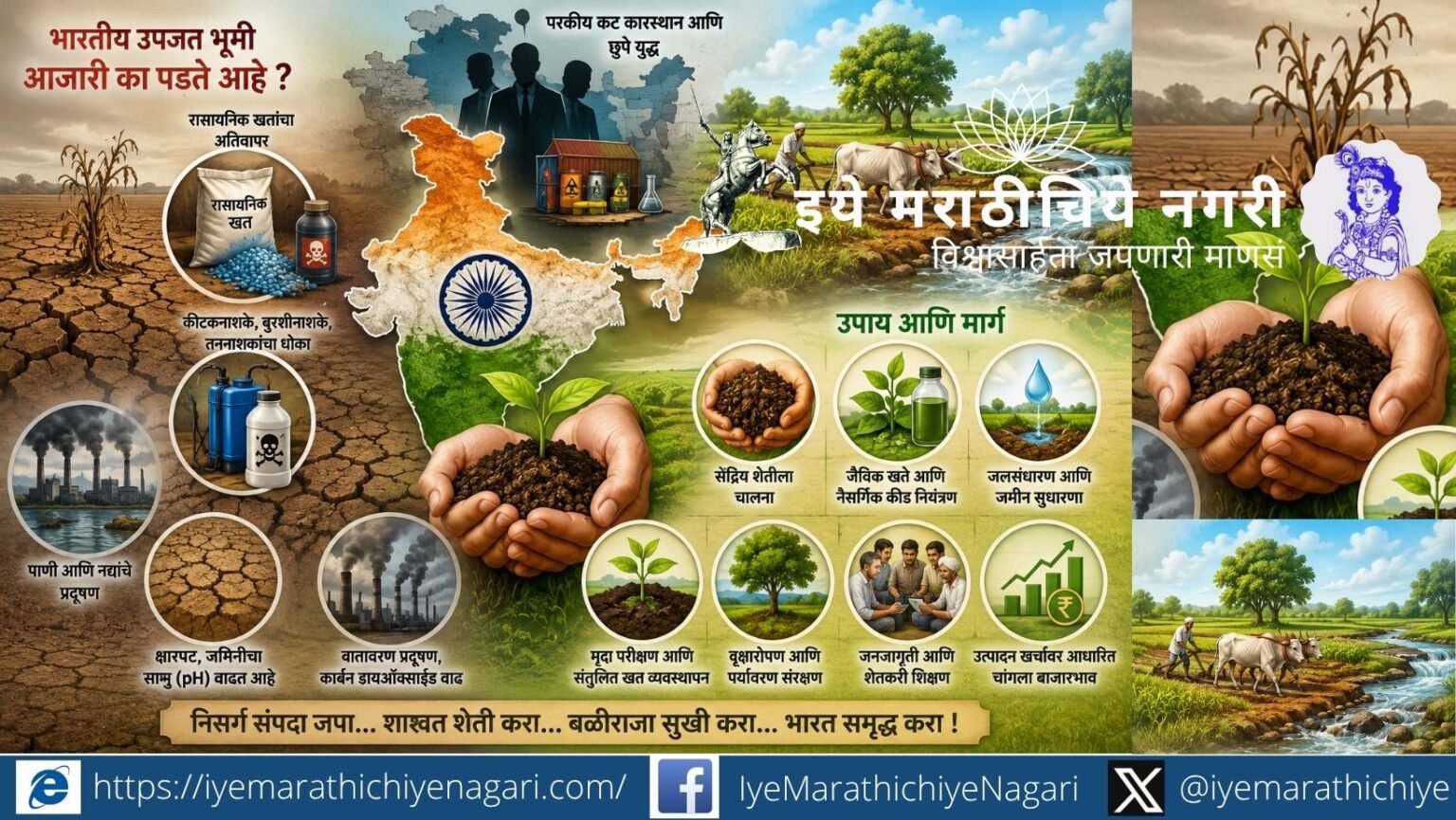 Excessive chemical use, soil degradation, water pollution and climate imbalance are threatening India’s fertile land and agriculture sustainability.