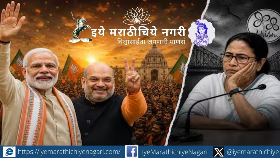 BJP leaders celebrating victory in West Bengal elections as Mamata Banerjee faces defeat
