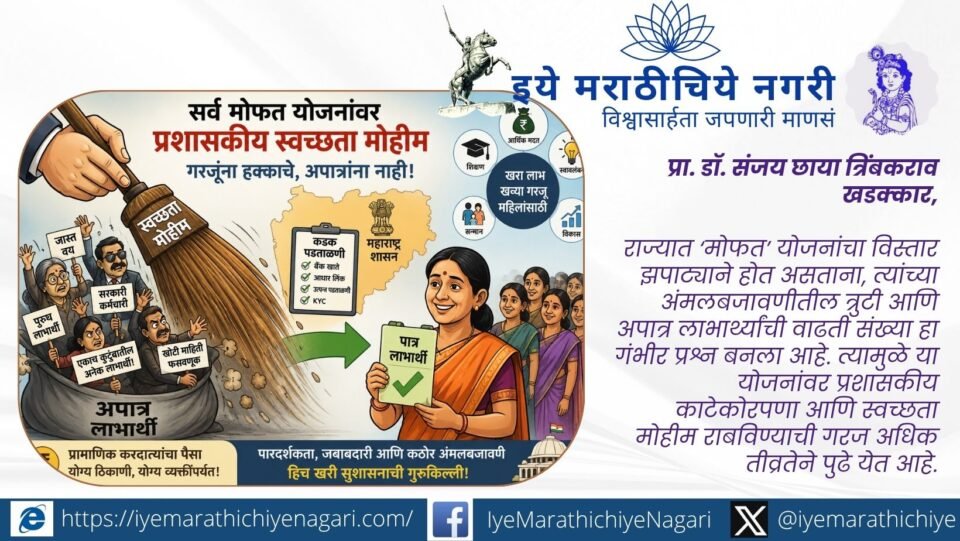 Maharashtra’s free schemes face scrutiny over fiscal burden and ineligible beneficiaries. A demand for strict administrative audit and transparency grows amid rising welfare expenditures.