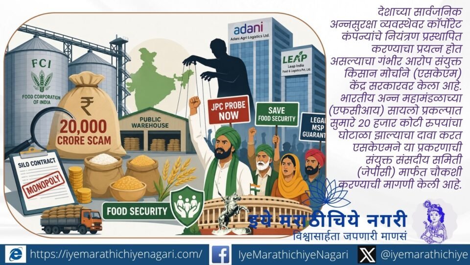 Samyukt Kisan Morcha alleges a ₹20,000 crore FCI silo scam, seeks JPC investigation, and warns of nationwide protests over food security and MSP concerns.
