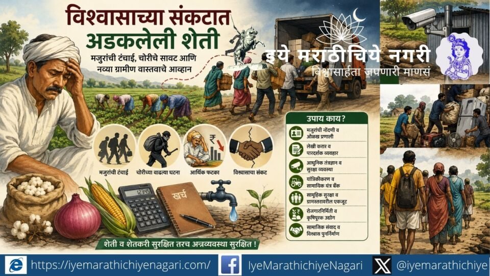 Labour shortage, theft and declining trust are creating new challenges for farmers across Maharashtra. An editorial analysis with causes and solutions.