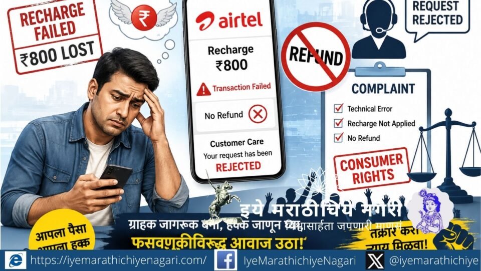 रिचार्जची रक्कम अडकणे, परतावा न मिळणे आणि तांत्रिक त्रुटींमुळे ग्राहकांना होणाऱ्या त्रासाचा शोध घेणारा संशोधनात्मक लेख. प्रभावित ग्राहकांनी पुढे येऊन तक्रार नोंदविण्याचे आवाहन.