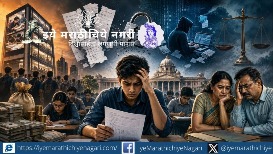 प्रश्नपत्रिका गळती, परीक्षा गैरव्यवहार आणि वाढते व्यापारीकरण यामुळे शिक्षण व्यवस्थेवरील विश्वास डळमळीत झाला आहे. विद्यार्थी व मध्यमवर्गीय पालकांपुढे मोठे प्रश्न उभे राहिले आहेत.