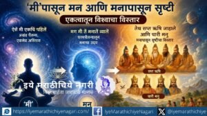 ‘मी’पासून मन आणि मनापासून सृष्टीचा विस्तार दर्शविणारे ज्ञानेश्वरी ओवी १०१ चे आध्यात्मिक चित्रण