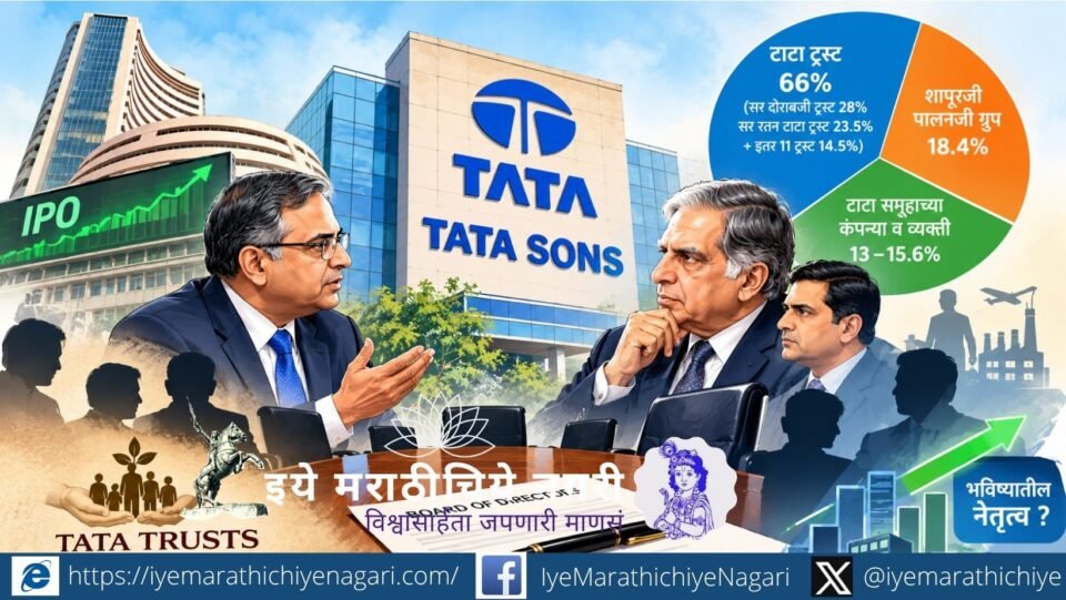 टाटा सन्समध्ये चंद्रशेखरन यांच्या पुनर्नियुक्ती, IPO आणि मालकीहक्कावरून संघर्ष सुरू आहे. टाटा ट्रस्टची भूमिका, भागभांडवल रचना आणि समूहाच्या भविष्यातील नेतृत्वाचा वेध.