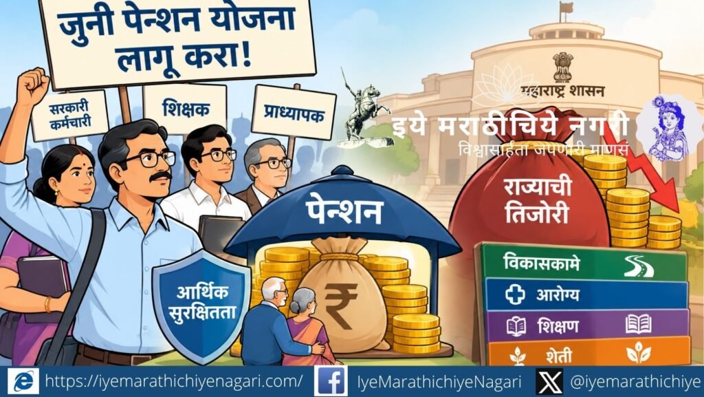 जुनी पेन्शन योजना लागू करण्याची कर्मचाऱ्यांची मागणी आणि राज्याच्या तिजोरीवरील आर्थिक भार यांचा आढावा. ओपीएस, एनपीएस आणि सुधारित पेन्शन योजनेचे फायदे, खर्च व आर्थिक परिणाम जाणून घ्या.