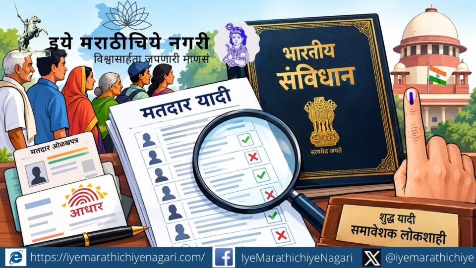 मतदार याद्यांच्या एसआयआर पुनरीक्षणाची घटनात्मक वैधता, आधारची भूमिका, घुसखोरीचा प्रश्न आणि पात्र मतदारांच्या हक्कांचे संरक्षण यांचा प्रा. नंदकुमार काकिर्डे यांनी घेतलेला अभ्यासपूर्ण आढावा.